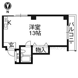 エスポワール3 ワンルームの間取図画像