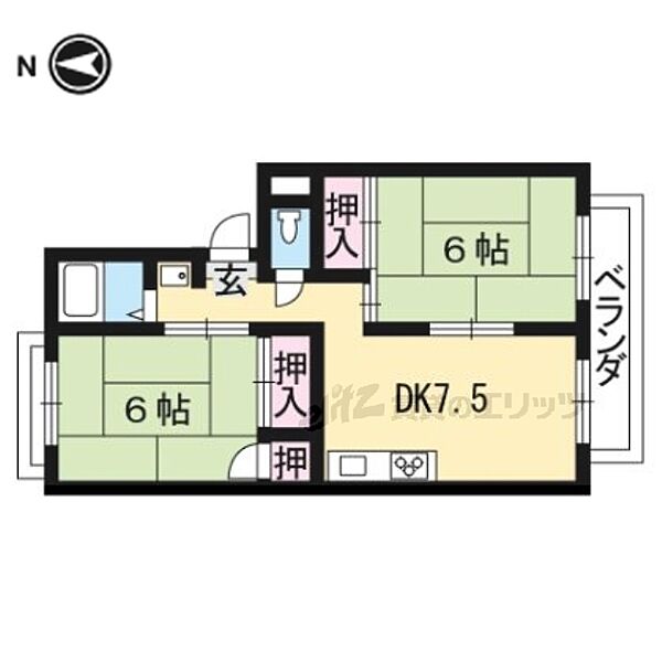 京都府京都市西京区大枝沓掛町(賃貸アパート2DK・2階・43.00㎡)の写真 その2