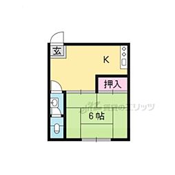 山鳩荘 1Kの間取図画像