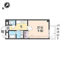 ラ・ビータ 1Kの間取図画像