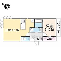 プティペル 1LDKの間取図画像