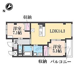 グランドリーム 2LDKの間取図画像