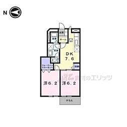 モンターニュ2 2DKの間取図画像
