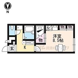 レオパレスオリオン 1階1Kの間取り