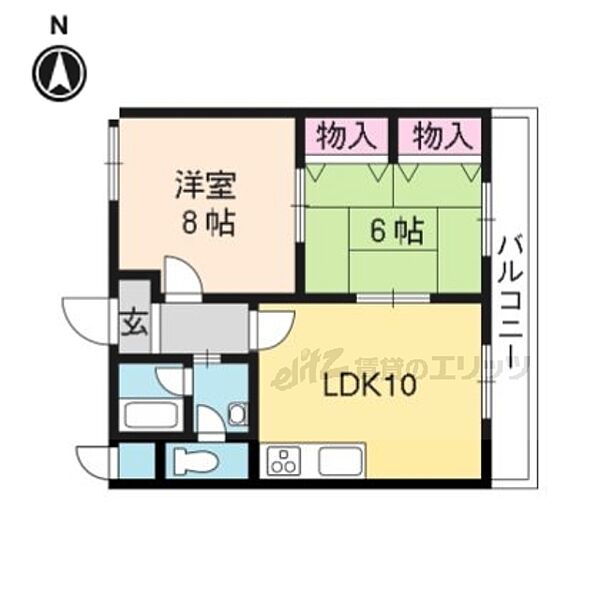 滋賀県草津市野路東4丁目(賃貸マンション2LDK・2階・52.80㎡)の写真 その2