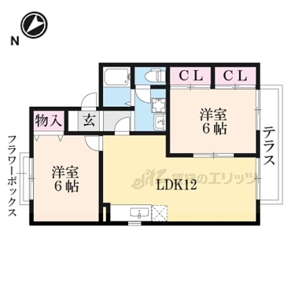 滋賀県彦根市高宮町(賃貸アパート2LDK・1階・53.73㎡)の写真 その2