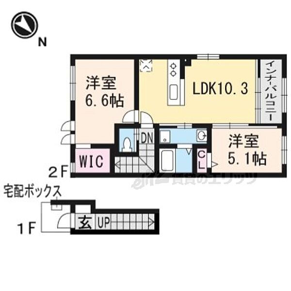 滋賀県大津市仰木の里東8丁目(賃貸アパート2LDK・2階・56.89㎡)の写真 その2