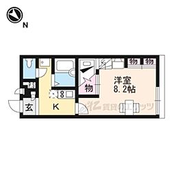 レオパレスリヴァージュ 1階1Kの間取り