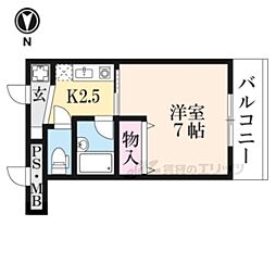 サンタウン竹鼻B棟 1Kの間取図画像