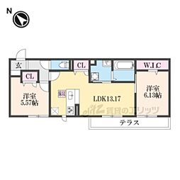 LYS GRACIEUX(リス グラシュー） 1階2LDKの間取り