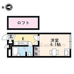 近江鉄道近江本線 水口駅 徒歩12分の賃貸アパート 1階1Kの間取り