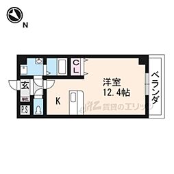 ヴェル・ベルヴィ 3階ワンルームの間取り