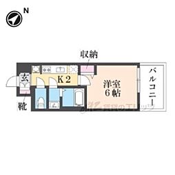 京阪京津線 上栄町駅 徒歩4分の賃貸マンション 11階1Kの間取り