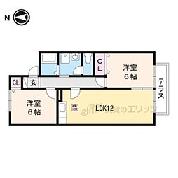 フローラ 1階2LDKの間取り