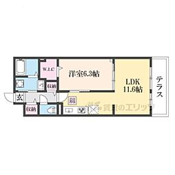 ラクーン守山 1階1LDKの間取り