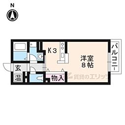 JR東海道・山陽本線 膳所駅 徒歩20分の賃貸アパート 2階ワンルームの間取り