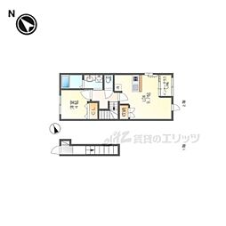 JR東海道・山陽本線 南草津駅 徒歩18分の賃貸アパート 2階1LDKの間取り