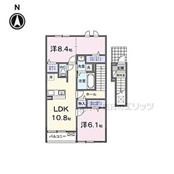 カーサ・彩 2階2LDKの間取り