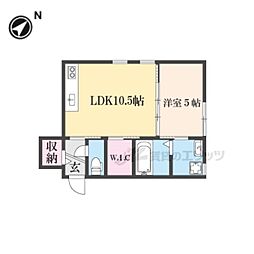 JR東海道・山陽本線 彦根駅 徒歩8分の賃貸アパート 1階1LDKの間取り