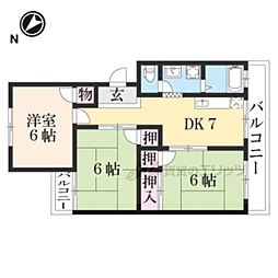ハイネスやまざき 3階3DKの間取り