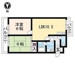 レイティー西大津1号館 3階2LDKの間取り