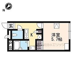 レオパレスアンソレイユ 1Kの間取図画像