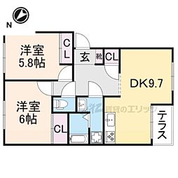 Ｓｕｎｎｙ　Ｈｏｕｓｅ 1階2DKの間取り