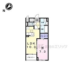 JR草津線 貴生川駅 徒歩4分の賃貸アパート 2階1LDKの間取り