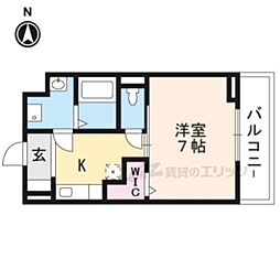 スカイ・エース・ダイカ 3階1Kの間取り