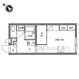 レオパレス天王 1階1Kの間取り
