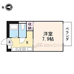 Ｓｉｌｅｎｔ22 2階1Kの間取り