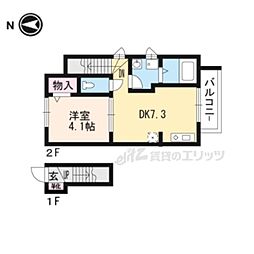 ジュネス山元 2階1DKの間取り