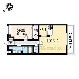 JR東海道・山陽本線 南草津駅 徒歩8分の賃貸マンション 2階1LDKの間取り