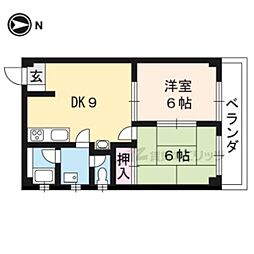JR東海道・山陽本線 膳所駅 徒歩6分の賃貸マンション 3階2LDKの間取り