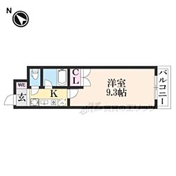 クレール平井 4階1Kの間取り