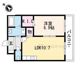 近江鉄道八日市線 八日市駅 徒歩30分の賃貸マンション 2階1LDKの間取り