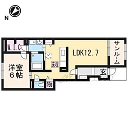JR草津線 三雲駅 徒歩13分の賃貸アパート 1階1LDKの間取り