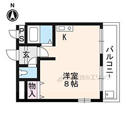 京阪石山坂本線 南滋賀駅 徒歩10分の賃貸マンション 4階ワンルームの間取り