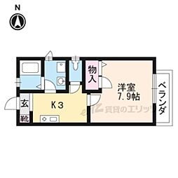 JR湖西線 大津京駅 徒歩3分の賃貸アパート 2階1Kの間取り