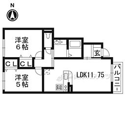 メゾンポラリス 1階2LDKの間取り