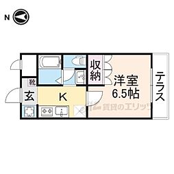 キャンディポット 1Kの間取図画像