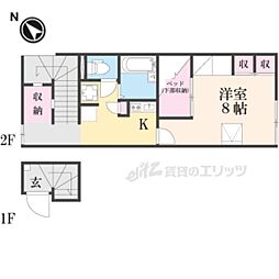 レオパレス彦根 1Kの間取図画像