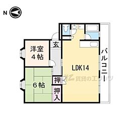 辻ハイツ 2LDKの間取図画像