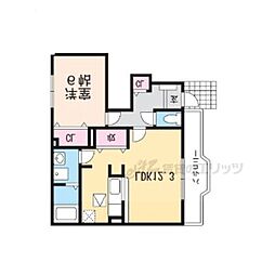 ウッドベース古城 1LDKの間取図画像