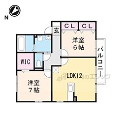 リビングタウン水口F棟 2LDKの間取図画像