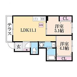ラ・ルーチェ 2LDKの間取図画像