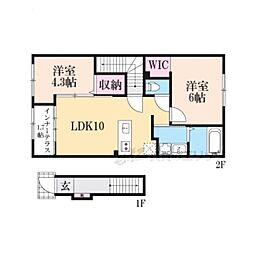 フィール エアフォルク 2LDKの間取図画像