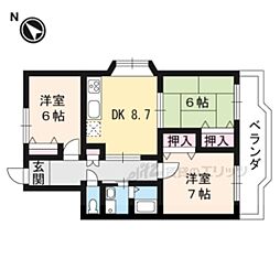 ガーデンハウス石山寺 3DKの間取図画像