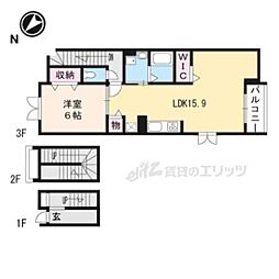 アルドーレ 1LDKの間取図画像