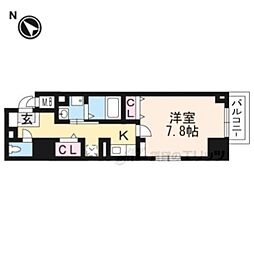 AZレジデンス草津本陣 1Kの間取図画像